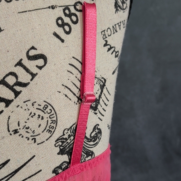 Ambrielle Hot Pink Chemise with Black Lace Trim - Picture 5 of 10